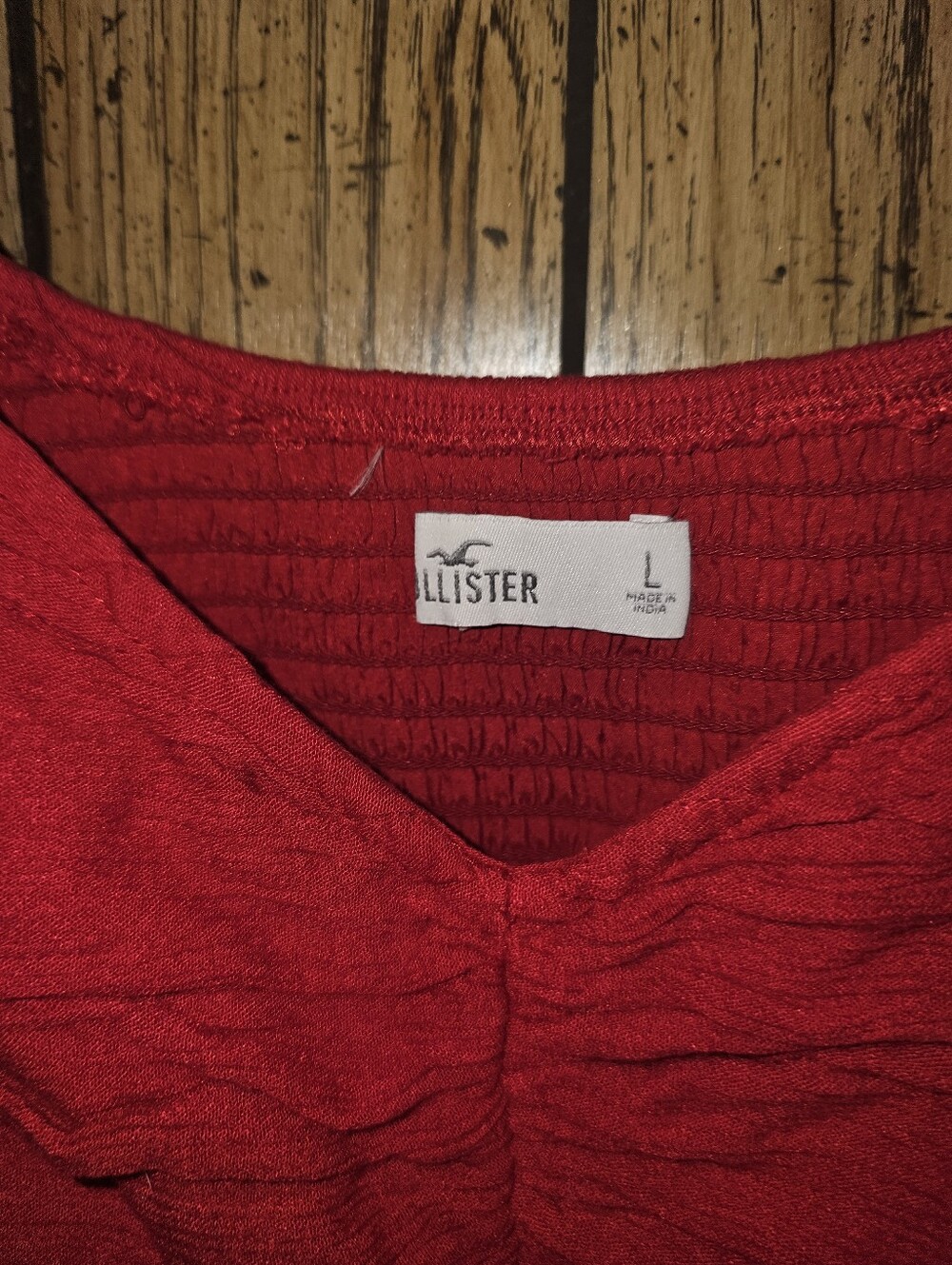 HOLLISTER Red Puff Sleeve Cropped Sweetheart Top - Large - Picture 5 of 5